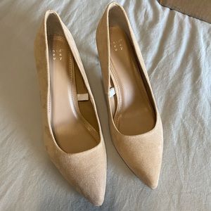 A New Day heels; nude in color; size 8